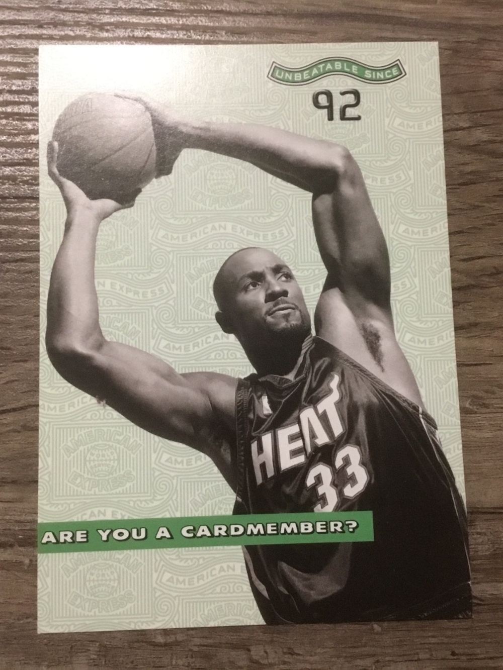 Alonzo Mourning on American Express Postcard NBA Miami Heat NICE!